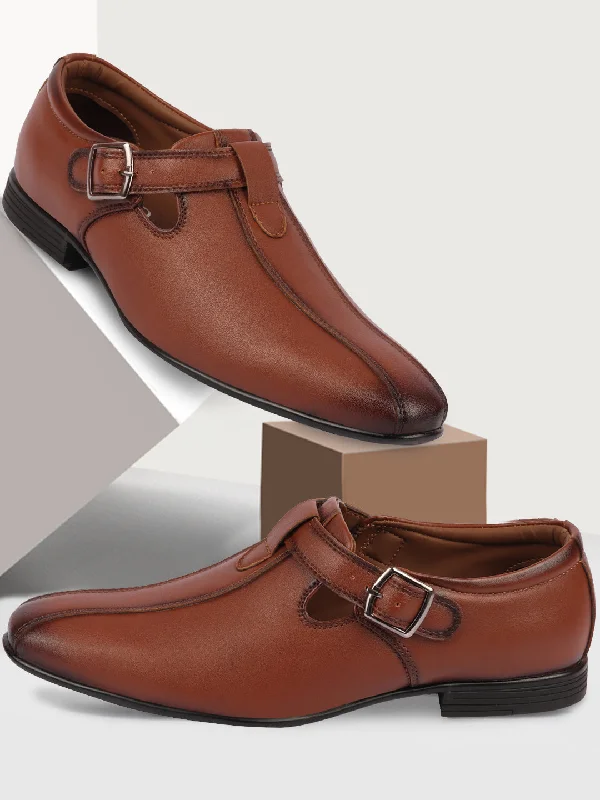 Men's sandals with a shock - absorbing insoleMen Tan Side Open Shoe Style Sandal with Buckle Strap Men's sandals with a shock - absorbing insoleMen Tan Side Open Shoe Style Sandal with Buckle Strap