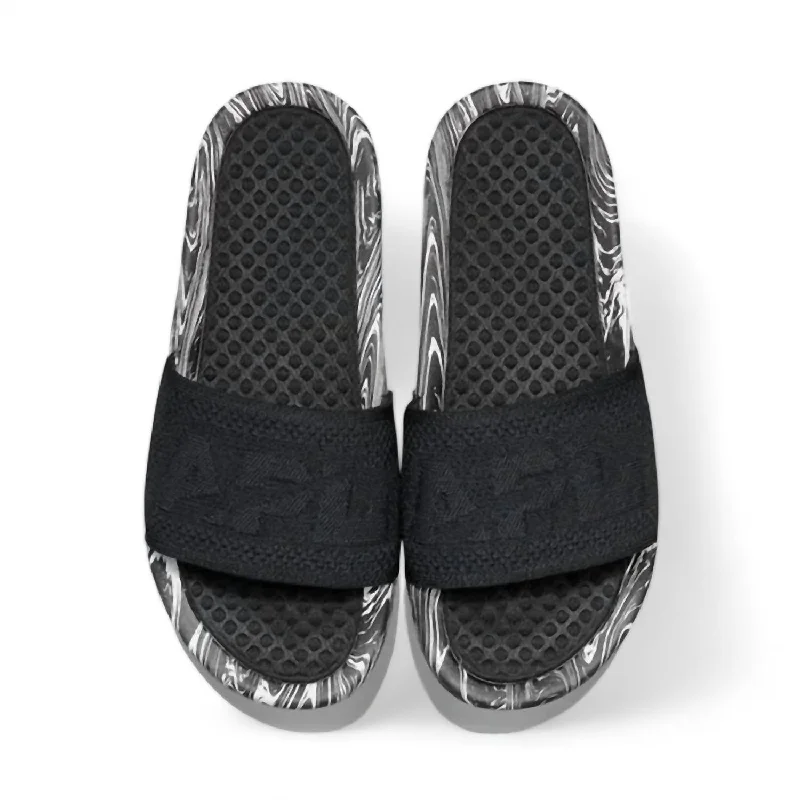Men's leather sandals with an adjustable strapMen's Big Logo Techloom Slide In Black/white/marble Men's leather sandals with an adjustable strapMen's Big Logo Techloom Slide In Black/white/marble