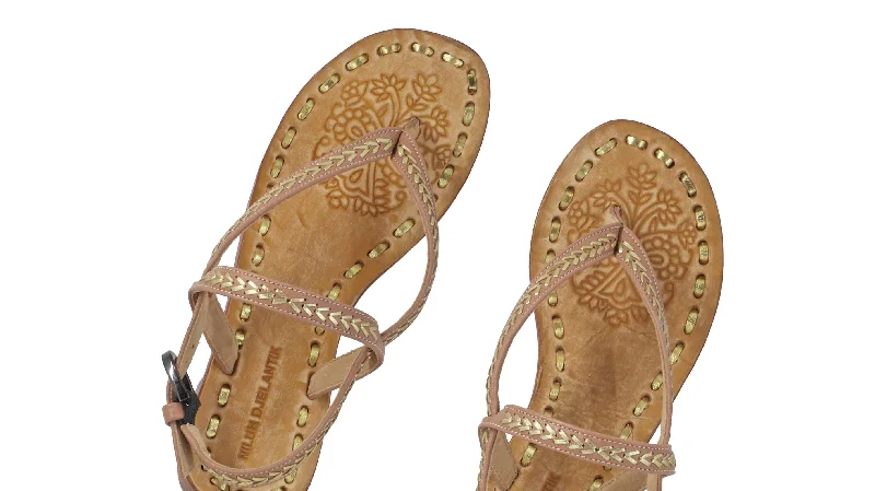 Men's sandals with a stretchy strap for a better fitPapua 20mm Flat - Mocha & Gold