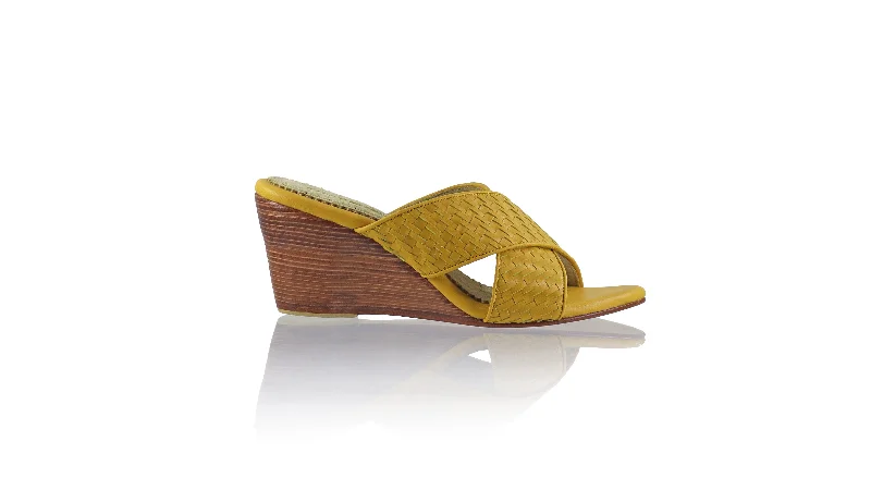 Men's leather sandals with an adjustable strapPetra No Strap 80mm Wedge - Mustard