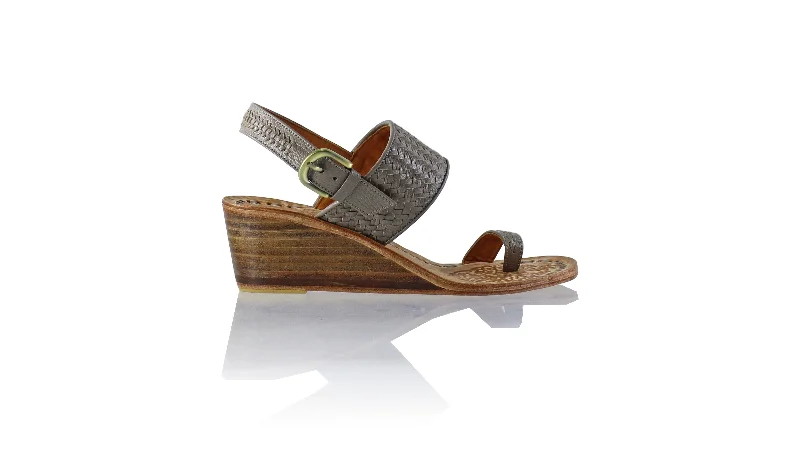 Men's sandals with a rubber sole for tractionPrana 50mm Woven Wedge - Grey BKK