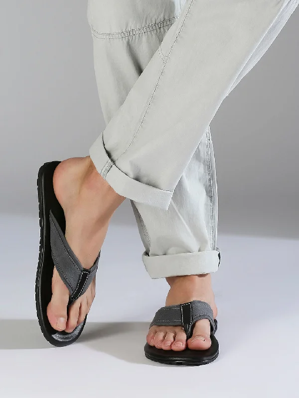 Flip - flop style men's sandals for beach wearFlip - flop style men's sandals for beach wearPrivo Denim Grey T-strap Casual Sandals For Men