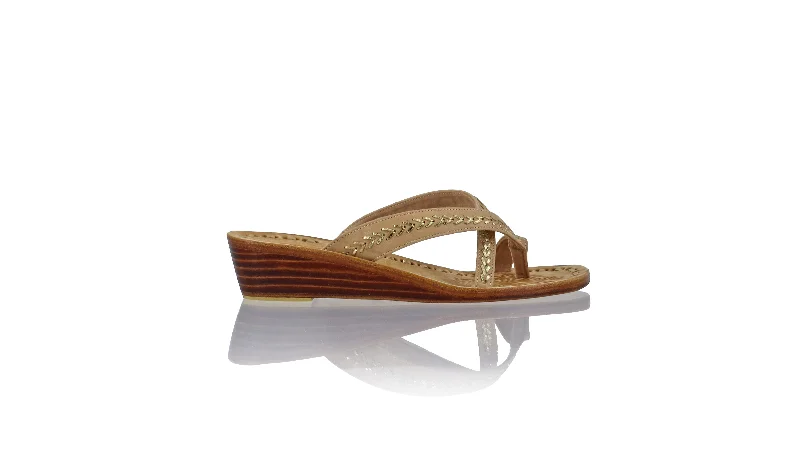 Men's sandals with a padded heelRomance No Strap 35mm Wedge - Nude & Gold