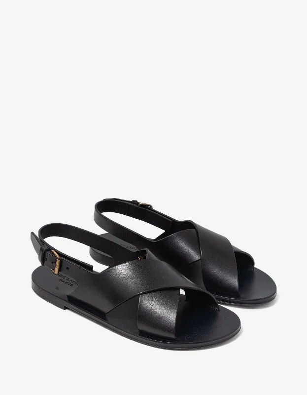 Men's sandals with a decorative buckle or charmSaint Laurent Black Mojave Leather Sandals