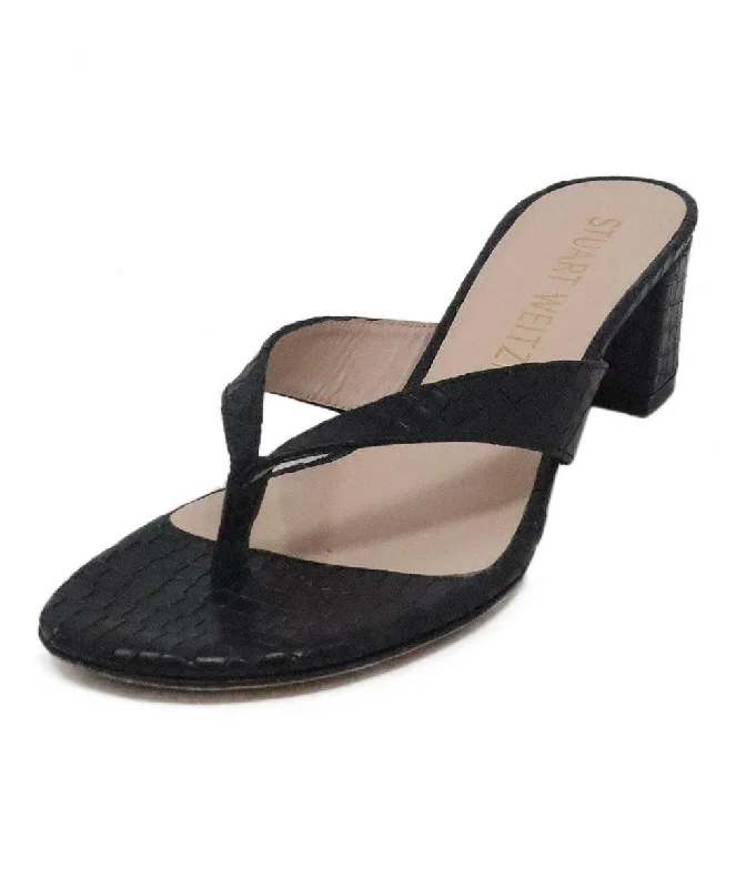 Men's sandals with a durable outer soleStuart Weitzman Black Pressed Leather Sandals sz 6 Men's sandals with a durable outer soleStuart Weitzman Black Pressed Leather Sandals sz 6