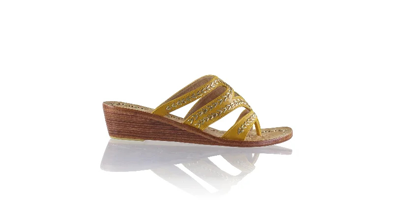 Men's sandals with a leather lining for comfortSuri 35mm Wedges - Mustard & Gold