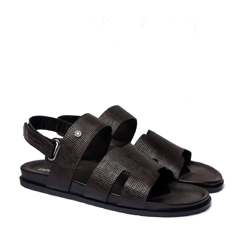 Men's sandals with a decorative buckle or charmDouble Strap Leather Sandal with Adjustable Strap