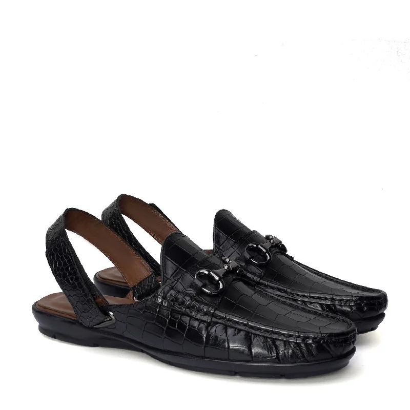 Men's sandals with a removable insole for cleaningLuxurious Black Moccasins Sandals Men's sandals with a removable insole for cleaningLuxurious Black Moccasins Sandals