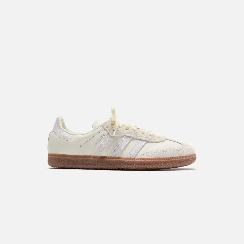 Men's high - top leather sneakers with a zip - up sideadidas x NAKED Copenhagen Samba OG - White / Off White / Crystal White Men's high - top leather sneakers with a zip - up sideadidas x NAKED Copenhagen Samba OG - White / Off White / Crystal White