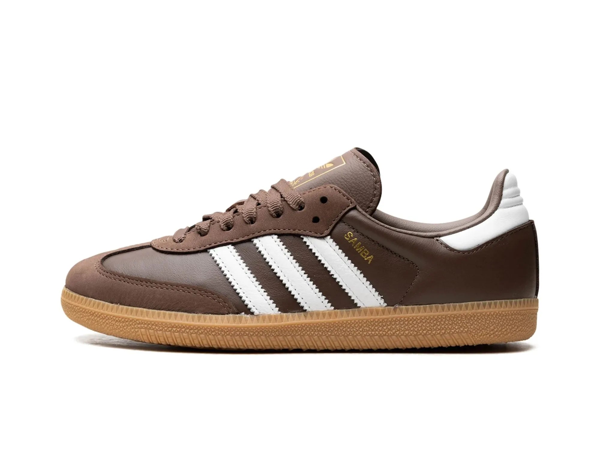 Men's navy blue suede sneakers with gold - toned eyeletsAdidas Samba OG "Earth Strata Gum"