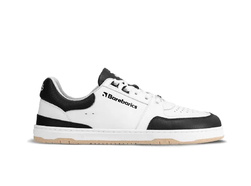 Men's classic white leather sneakers with black lacesBarefoot Sneakers Barebarics Wave - White & Black Men's classic white leather sneakers with black lacesBarefoot Sneakers Barebarics Wave - White & Black