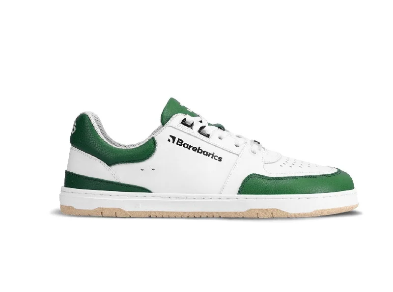 Men's running sneakers with shock - absorbing solesBarefoot Sneakers Barebarics Wave - White & Dark Green Men's running sneakers with shock - absorbing solesBarefoot Sneakers Barebarics Wave - White & Dark Green