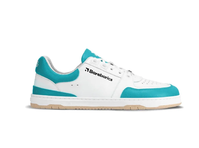 Men's slip - on sneakers with elastic side panelsBarefoot Sneakers Barebarics Wave - White & Dark Turquoise