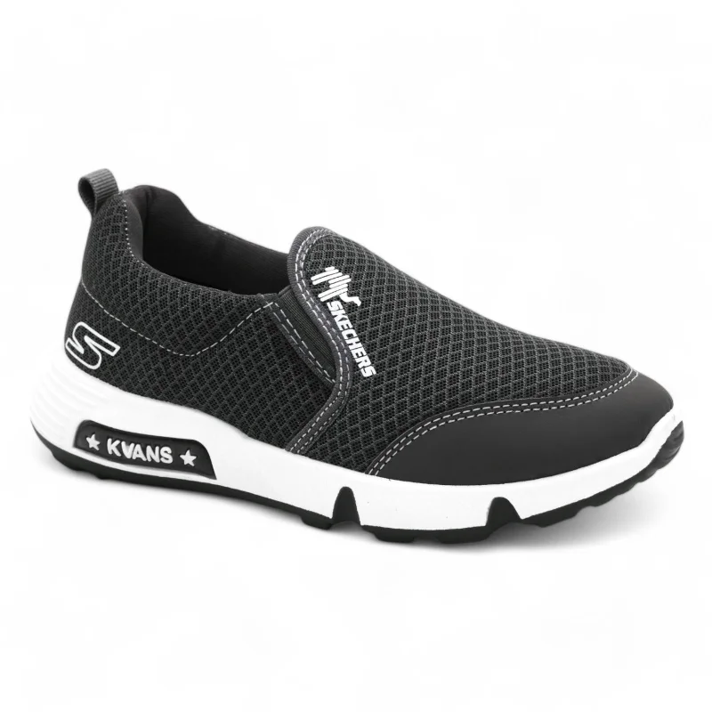 Men's black canvas sneakers with a red soleM0352 women shoes