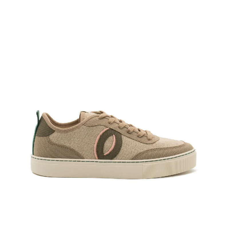 Men's low - top canvas sneakers with a floral printVegan sneaker linen natural-taupe BRI016