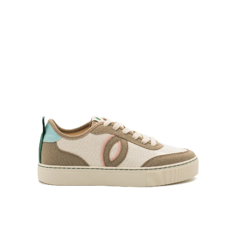 Men's retro - style sneakers inspired by the 80sVegan sneaker linen white-taupe BRI025 Men's retro - style sneakers inspired by the 80sVegan sneaker linen white-taupe BRI025