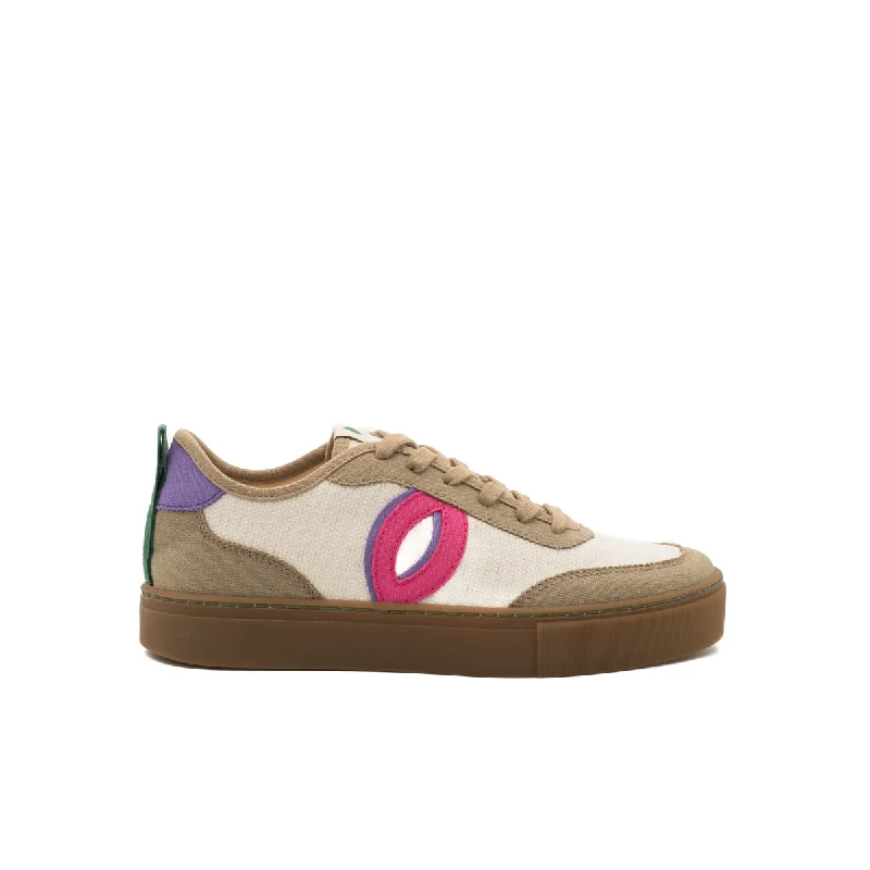 Men's adjustable - strap sneakers for a customized fitVegan sneaker linen white-taupe BRI026