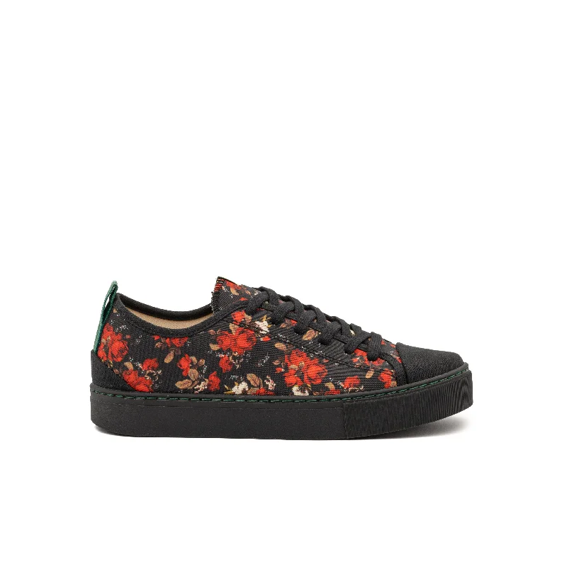 Men's high - end luxury sneakers with hand - stitched detailsVegan sneaker roses black MOB003 Men's high - end luxury sneakers with hand - stitched detailsVegan sneaker roses black MOB003