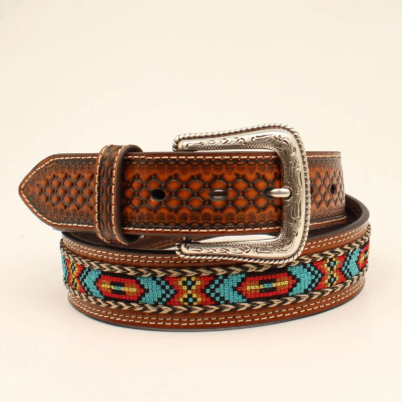 Men's western boots with a decorative concho belt and buckleNocona Embossed Men's Belt Men's western boots with a decorative concho belt and buckleNocona Embossed Men's Belt