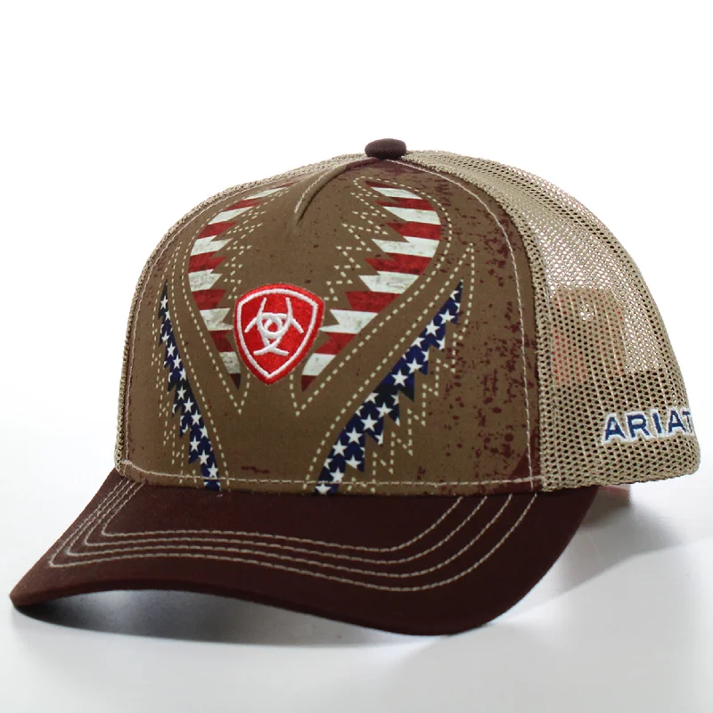 Men's western boots with a leather - wrapped heel and a smooth finishAriat American Flag Cap