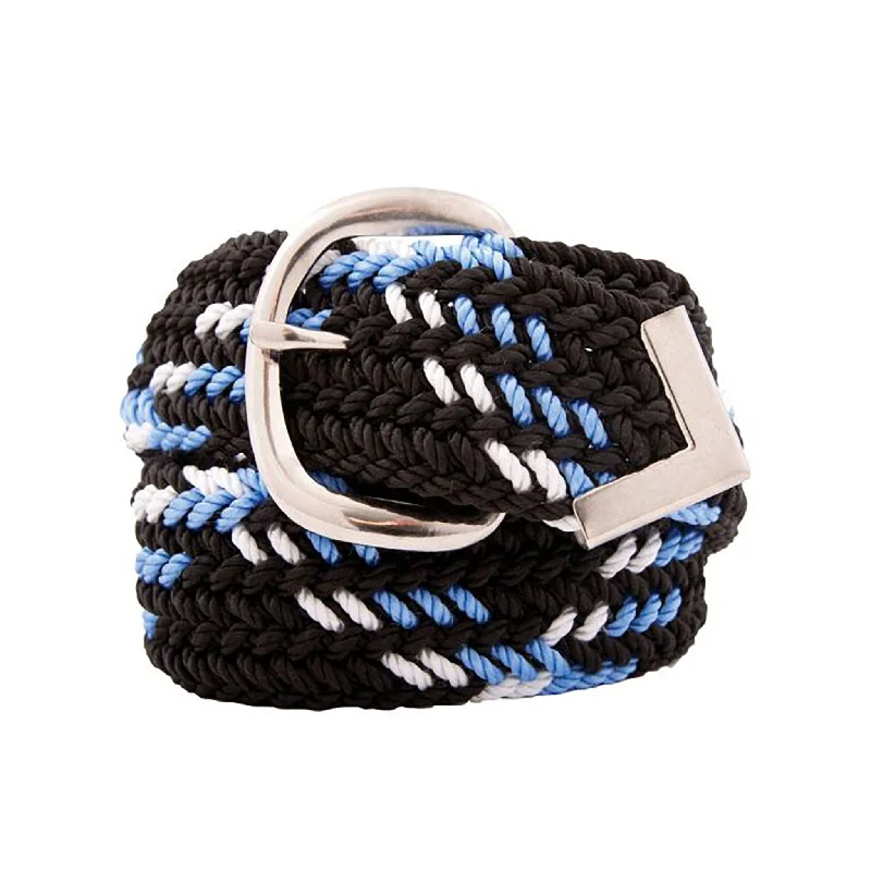 Men's western boots with a concho - studded strap and a pointed toeBrushy Creek Black & Sky Blue & White Web Belt
