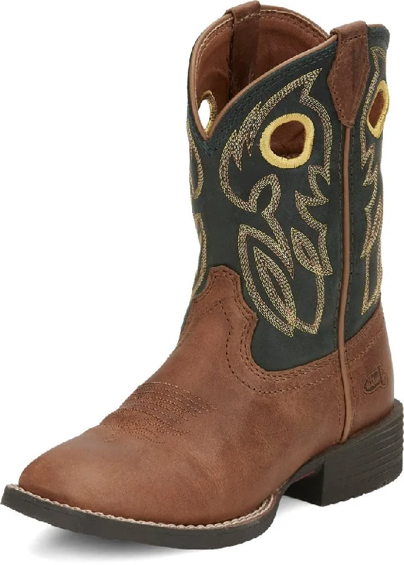 Men's western boots with a decorative inlay on the toe and heelJustin Children's Bowline Boot