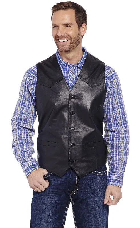Men's western boots with a suede shaft and a leather soleCripple Creek Black Button Lamb Men's Vest