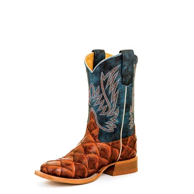 Men's western boots with a high - quality leather upper and a suede liningHorsepower Cognac Fish Print Children's Boot Men's western boots with a high - quality leather upper and a suede liningHorsepower Cognac Fish Print Children's Boot