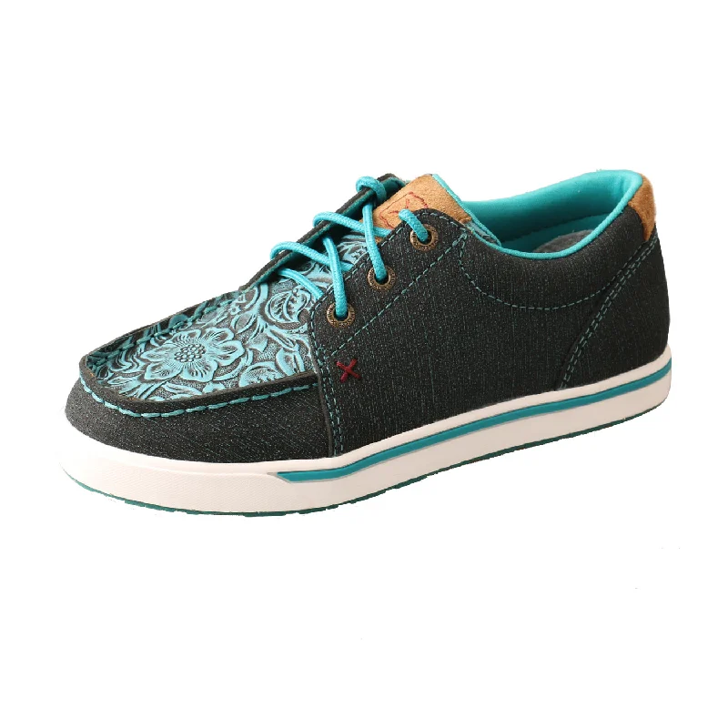 Men's western boots with a leather sole and a heel guardTwisted X Turquoise Tooled Children's Kicks