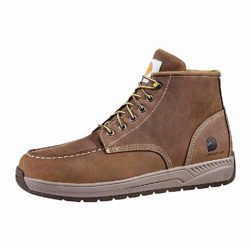 Vintage - style men's western boots with a square toe and spur ledgeCarhartt Brown Oil 4" Lace Up Mock Toe Men's Work Boot