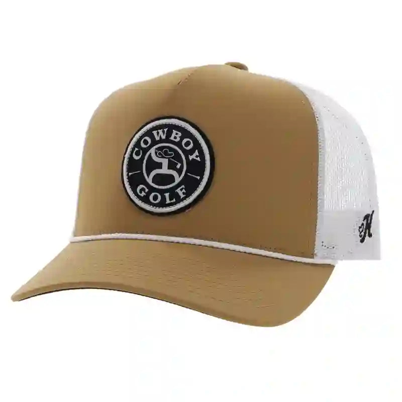 Hooey Work Tan/White Cap-Cowboy Golf Patch