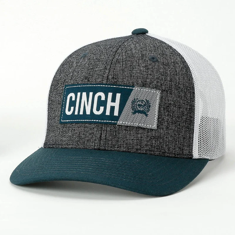 Cinch Grey & Teal Woven Logo Trucker Cap