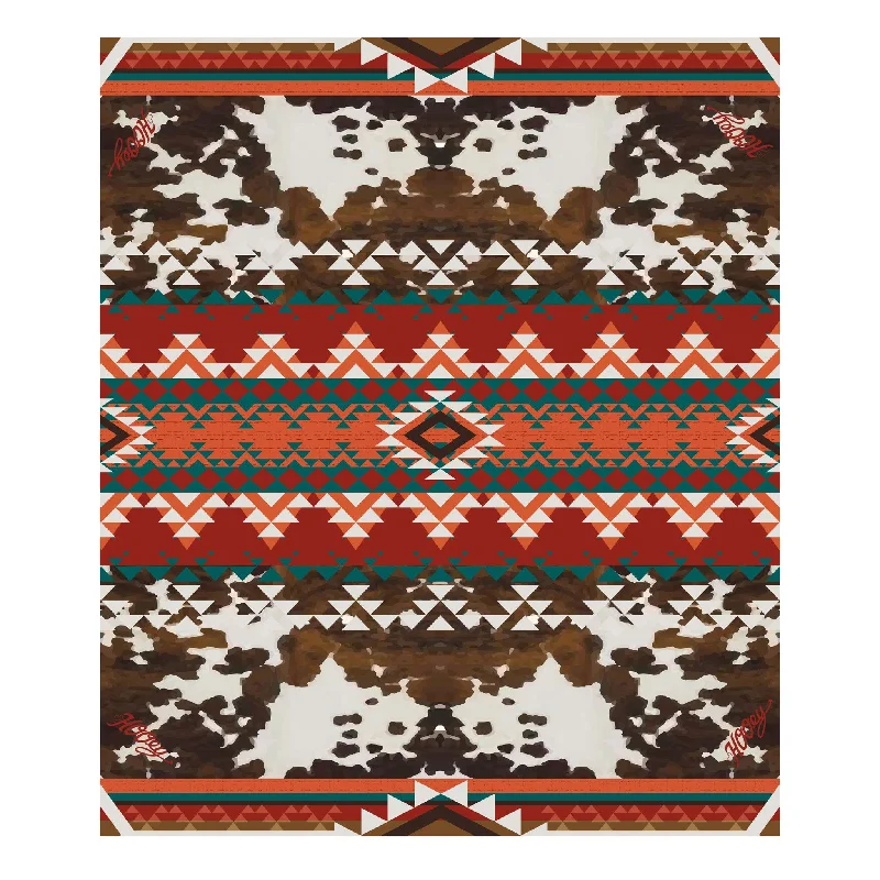 Hooey Ponderosa Wildrag-Cowhide/Aztec Print