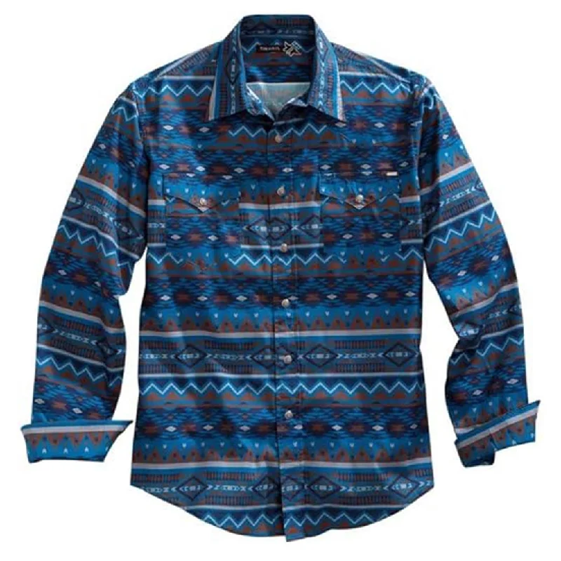 Men's western boots with a scalloped edge and a pull - on strapTin Haul Men's Long Sleeve Button Down