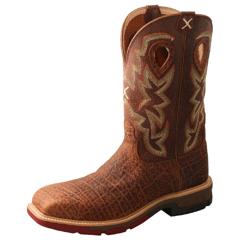 Men's western boots with a traditional western boot silhouette and a polished shineTwisted X Men's Tan Cellstretch Workboot