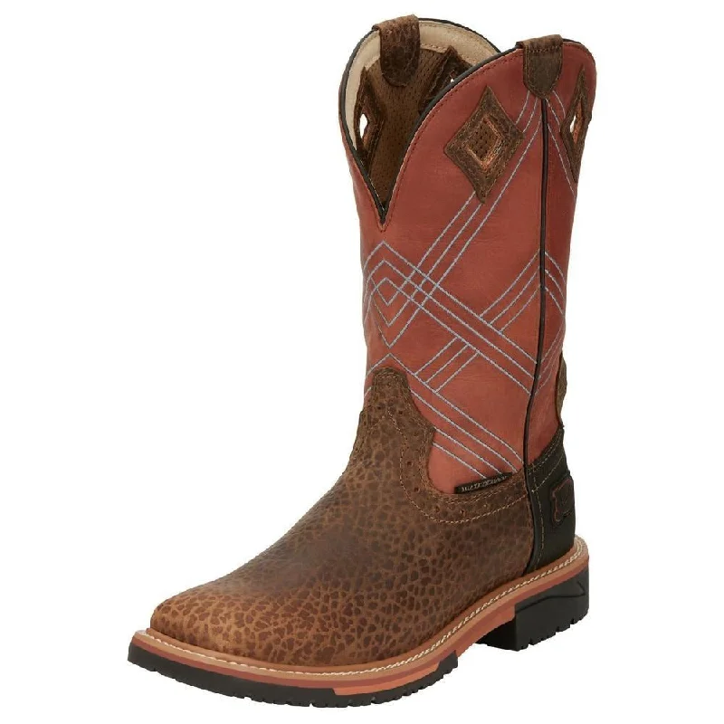 Men's western boots with a rubber sole for traction on various surfacesJustin Stampede Work Boot