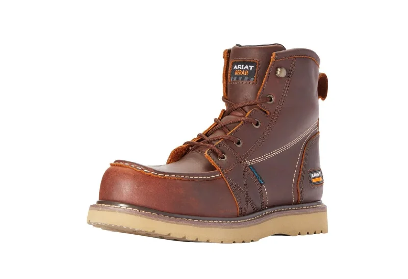 Men's western boots with a concho - studded strap and a pointed toeAriat Copper 6" Waterproof CT Lace up Men's Work Boot