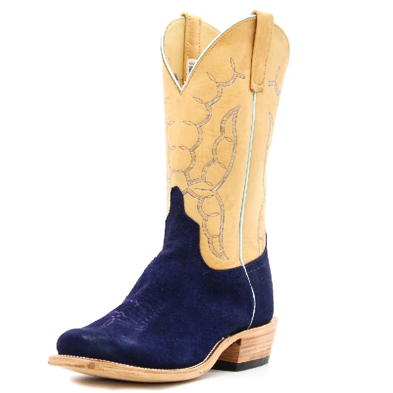 Men's western boots with a leather - wrapped heel and a smooth finishAnderson Bean Exclusive Royal Blue Wyoming Men's Boot