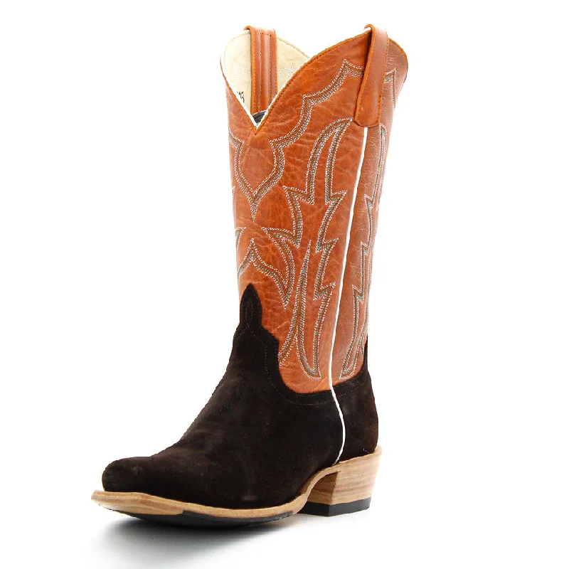 Men's western boots with a leather lining and a padded insoleHorsepower Top Hand Chocolate Roughout Men's Boot