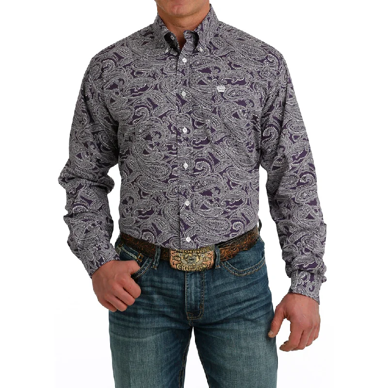 Cinch Men's Long Sleeve Paisley Print Button Down Long Sleeve