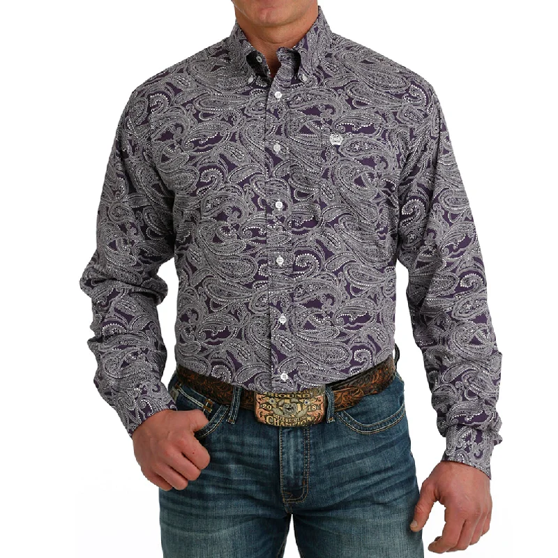 Cinch Men's Paisley Print Button Down Long Sleeve