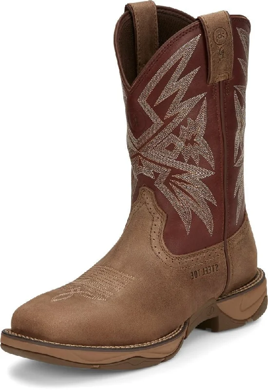 Men's western boots with a tooled leather design on the shaftTony Lama Steel Toe Waterproof Men's Work Boot