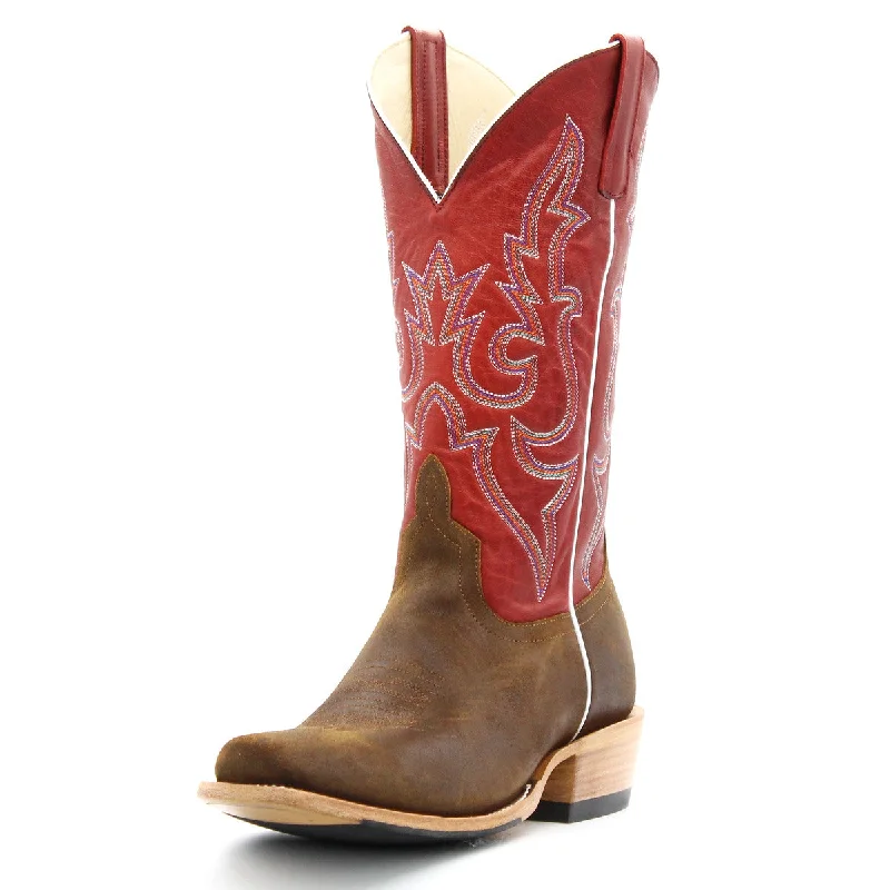 Men's western boots with a leather sole and a heel guardHorsepower Top Hand Tan Roughout Men's Boot