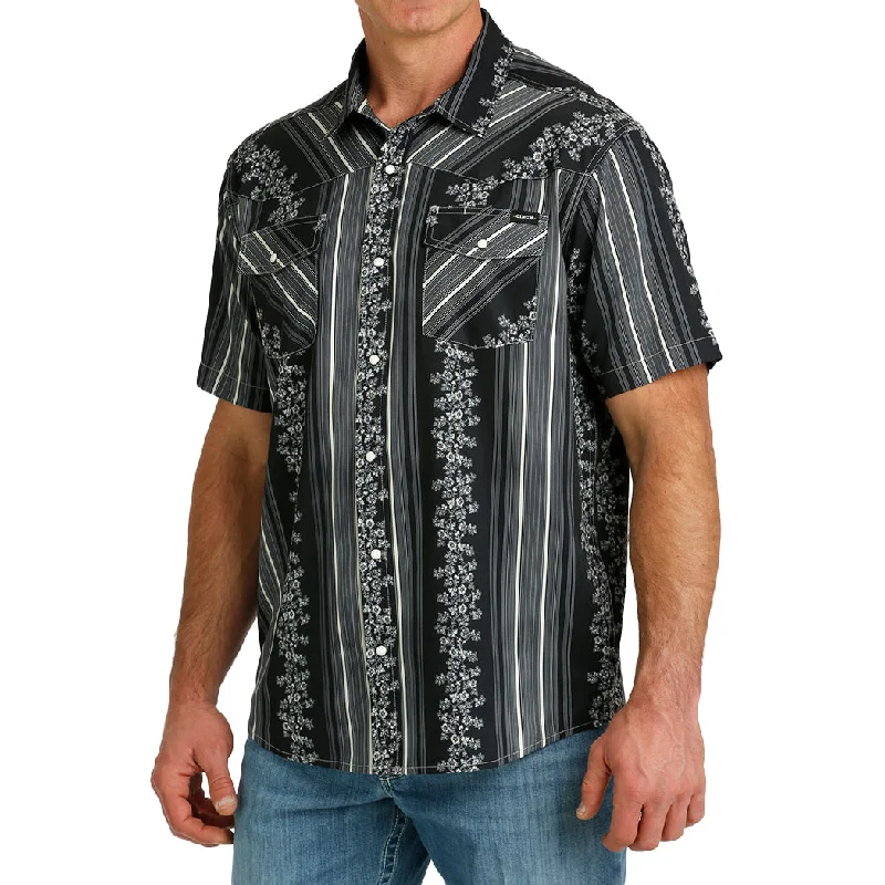 Men's western boots with a silver - toned hardware and accentsCinch Men's Vintage Wallpaper Stripe Western Camp Short Sleeve