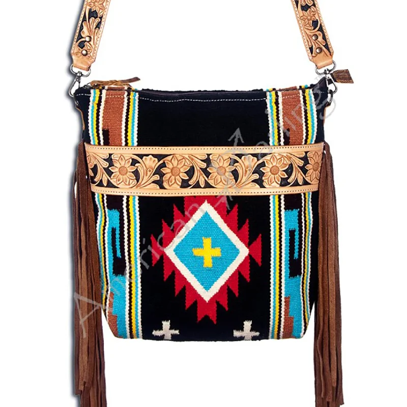 American Darling Tooled Aztec Fringe Crossbody