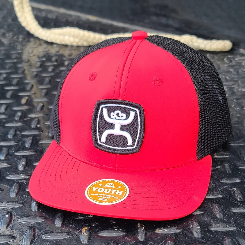 Hooey YOUTH High Profile Red & Black Cap-Hooey Up Patch